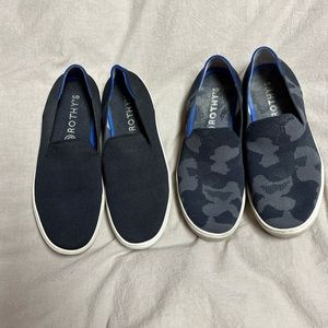 2 Pair Rothy's The Original Slip On Sneakers Charcoal & Gray Camo Print size 7.5